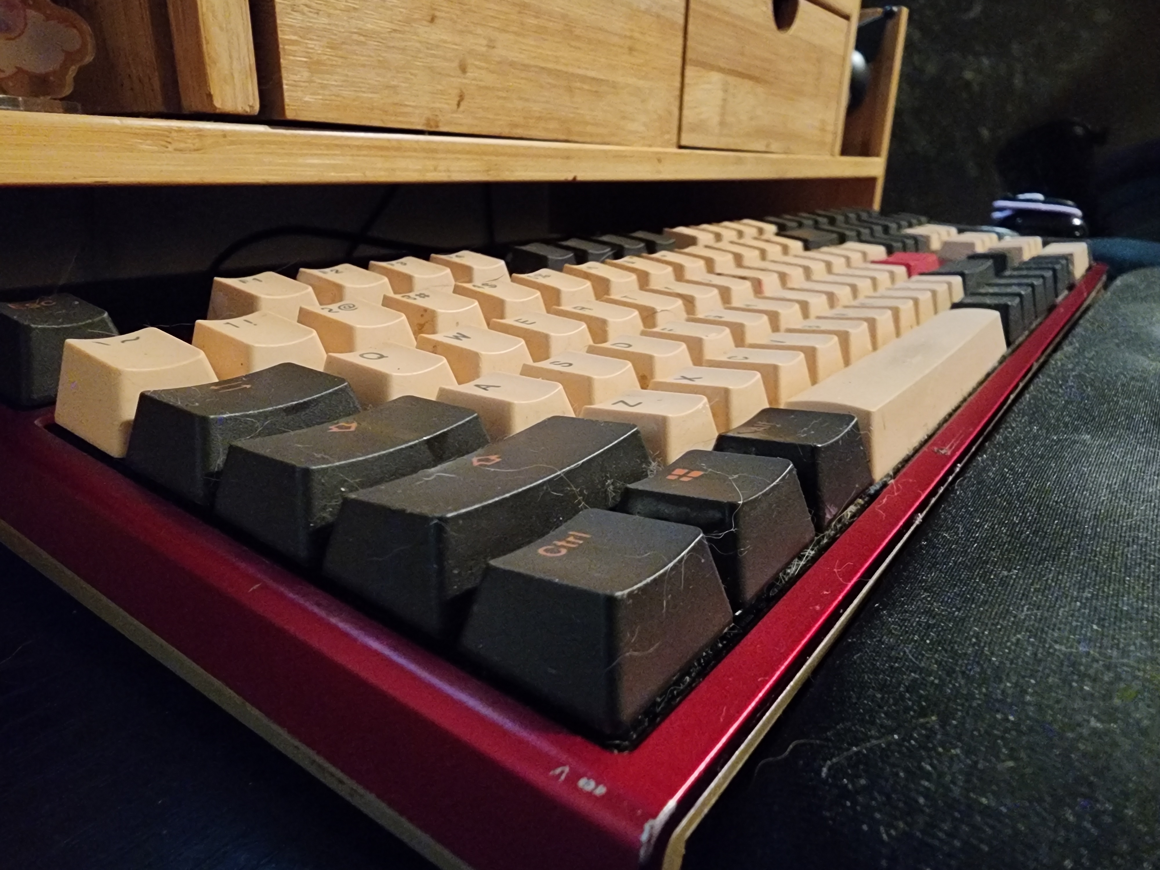 A picture of the west side of a Ducky One 2 Rosa mechanical keyboard.